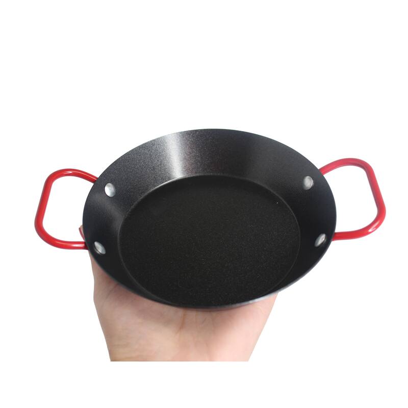 IMUSA Carbon Steel 6 in Paella Pan in Black with Red Handles