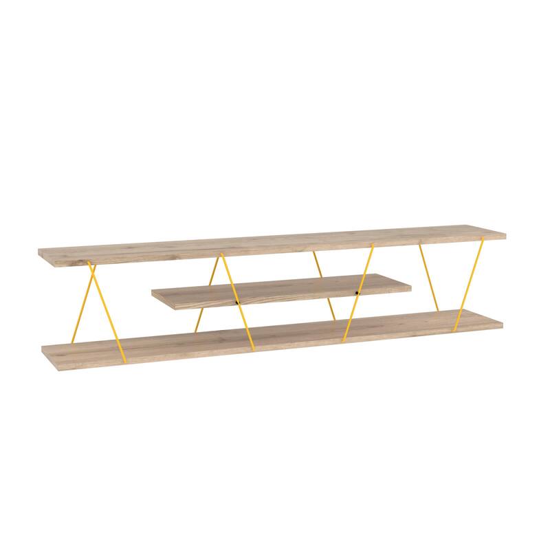 FurnisHome Store Tars Mid Century Modern Tv Stand 4 Shelves Open Storage Metal Cords
