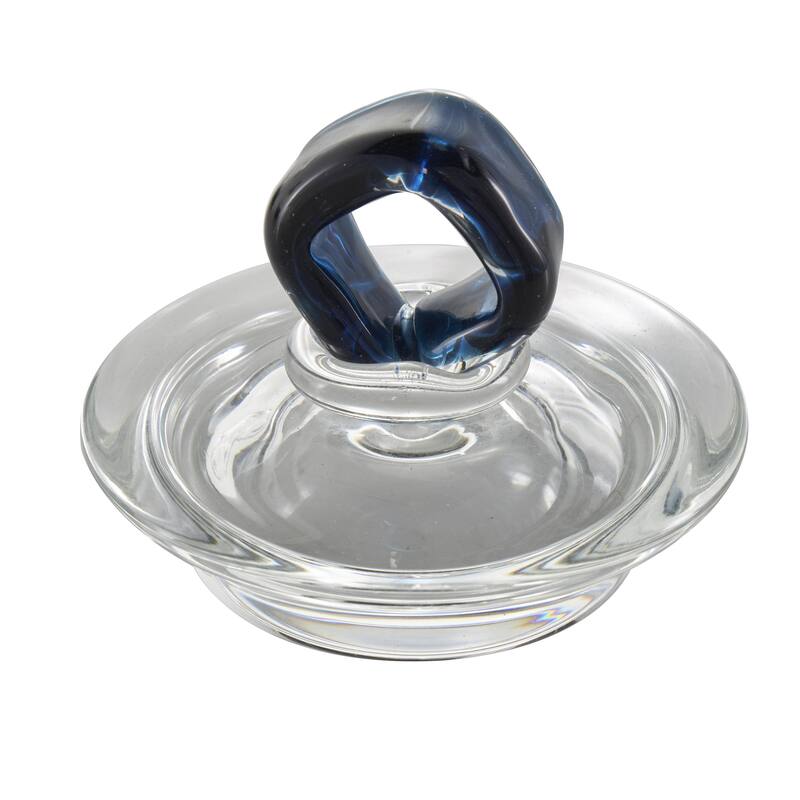 Glass Geometric Faceted Ombre Decorative Jars with Diamond Knobs - Set of 2 Dark Blue - Roche River Decor