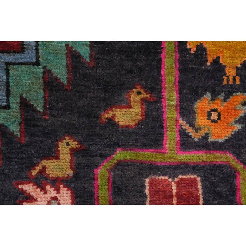 Hand Knotted Oriental 100% Wool Carpet Traditional Tribal Navy Blue & Blues Tabriz Runner Rug - 10' 3'' X 3' 8''
