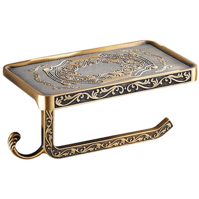 AITINKAN Wall Mount Toilet Paper Holder with Hook in Aluminum Bronze
