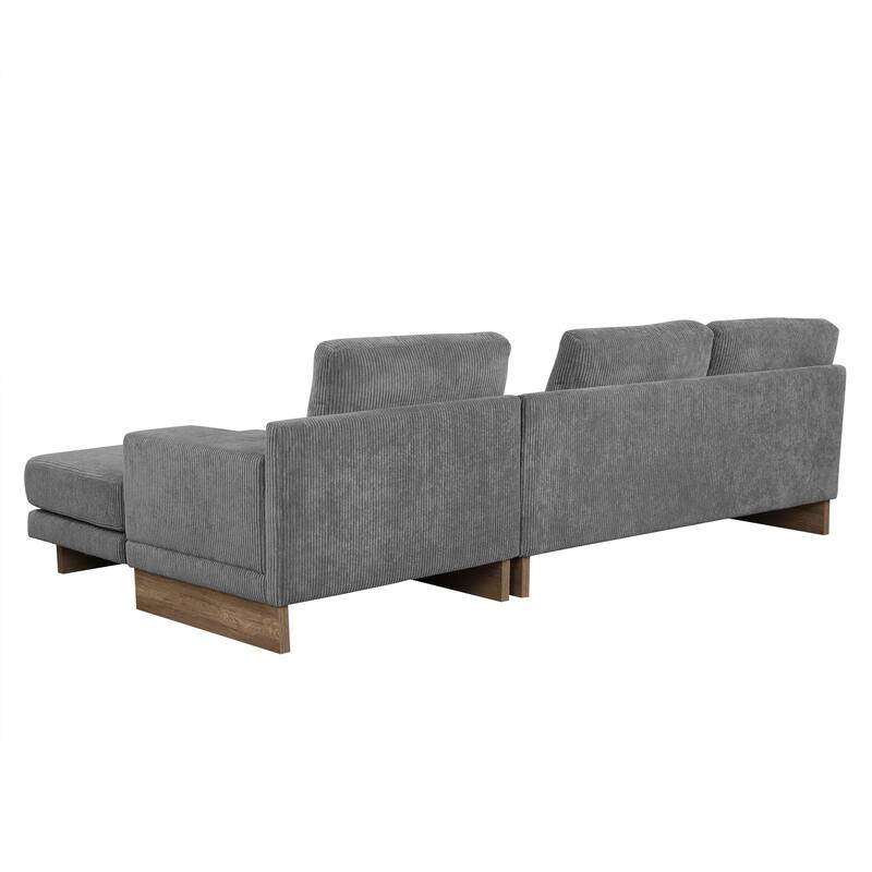 L-shaped Sofa Sectional Sofa with Two USB Ports and Two Power Sockets, a Storage Drawer and a Reversible Chaise Lounge