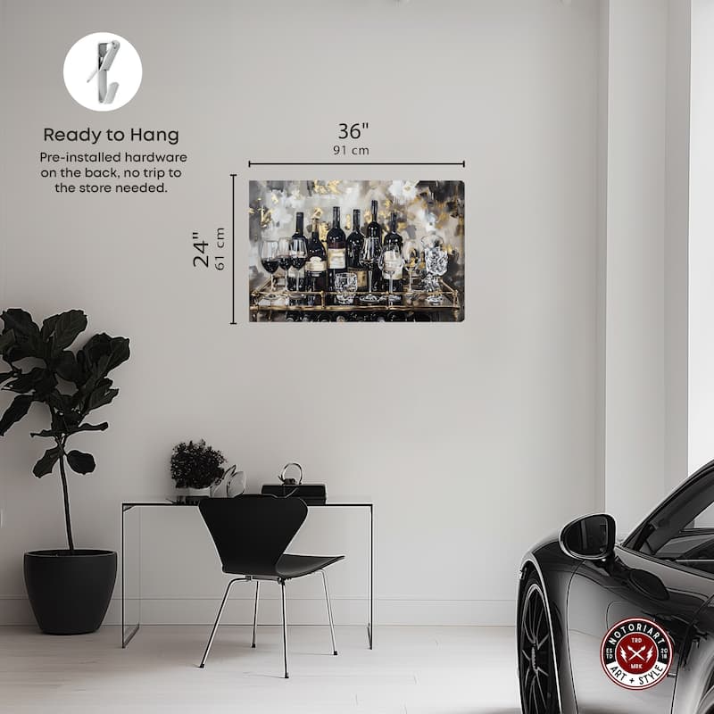 Notoriart Now Serving Champagne Gallery Wrapped Bar Cart Art For Men