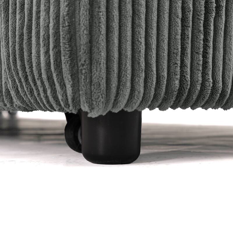 Tufted Convertible Corduroy/ Linen Modular Sectional Sofa with Storage Chaise