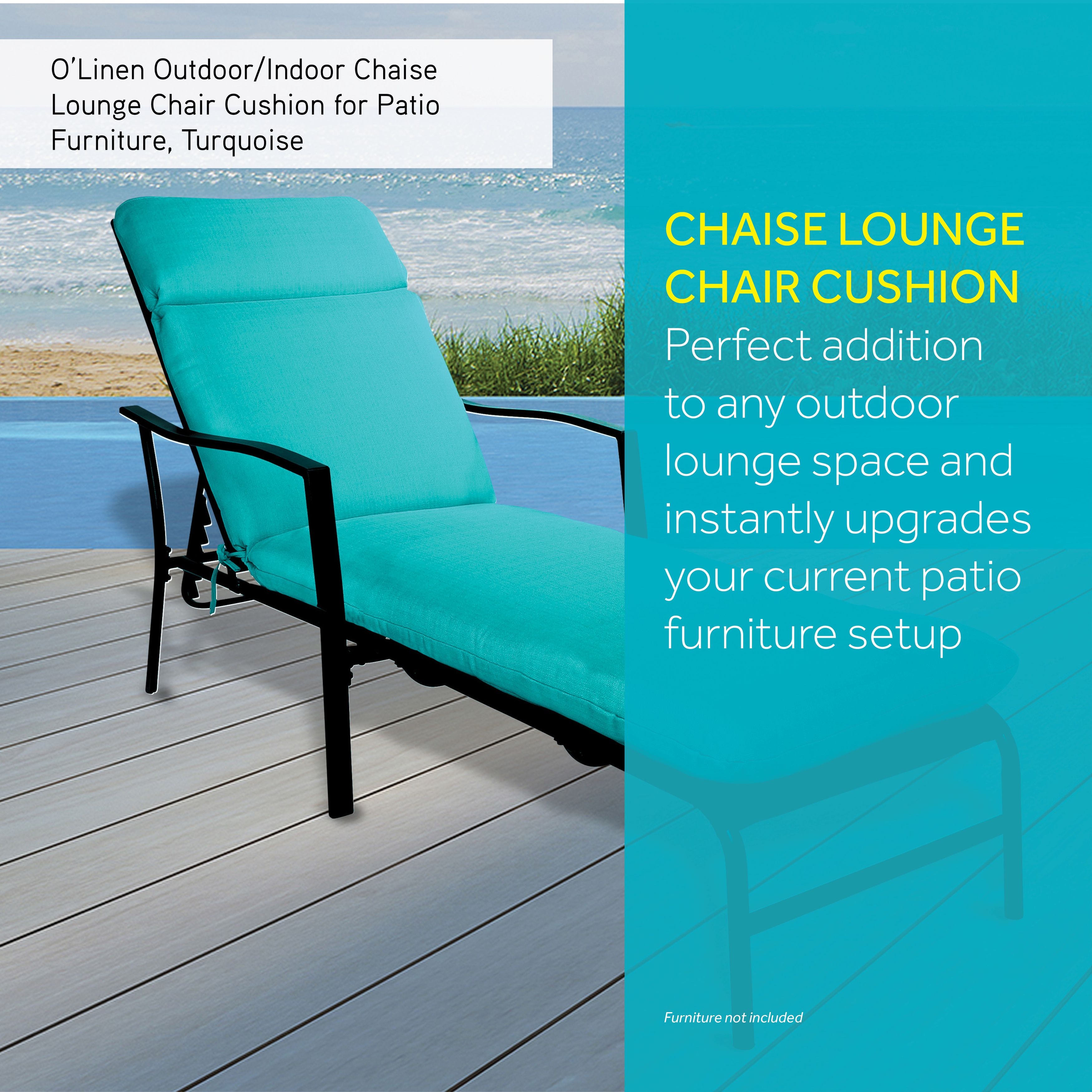 Outdoor Indoor Chaise Lounge Chair Cushion for Patio Furniture 22 x 76 x 3 Natural Grey Stripe