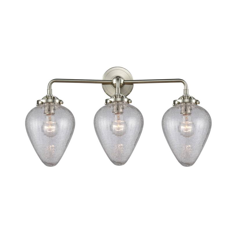 Innovations Lighting Geneseo 3 Light 25" Wide Bathroom Vanity Light - Brushed Satin Nickel / Clear Crackle