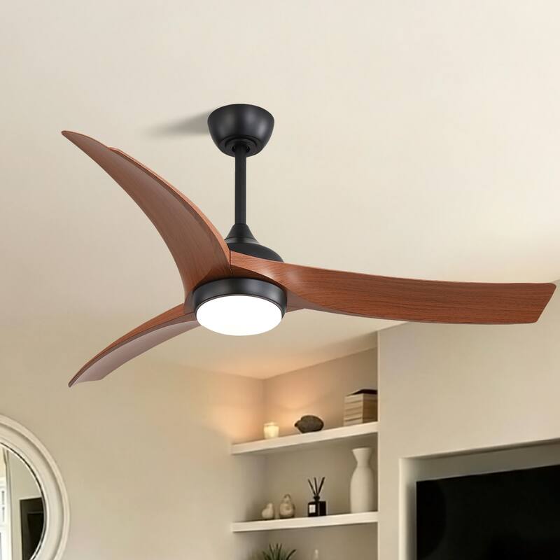 52 inches Indoor/Outdoor Ceiling Fan with Light Kit and Remote Control,DC Motor,3 CCT LED Dimmable for Bedroom Living Room Patio - Black and Brown
