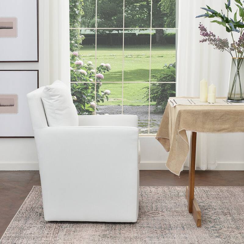 KINWELL 25" Performance Fabric Upholstered Rolling Dining Armchair
