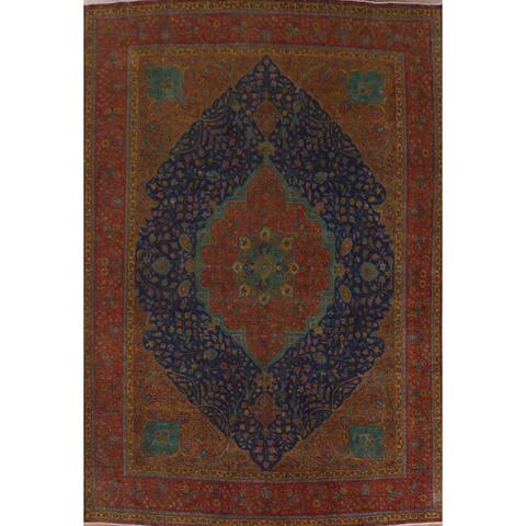 Clearance Vintage Floral Tabriz Persian Area Rug Handmade Wool Carpet - 9'8" x 12'9"