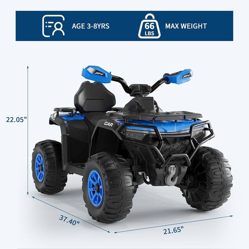12V Electric Ride on ATV Car for Kids 3-8 Years Best Gifts