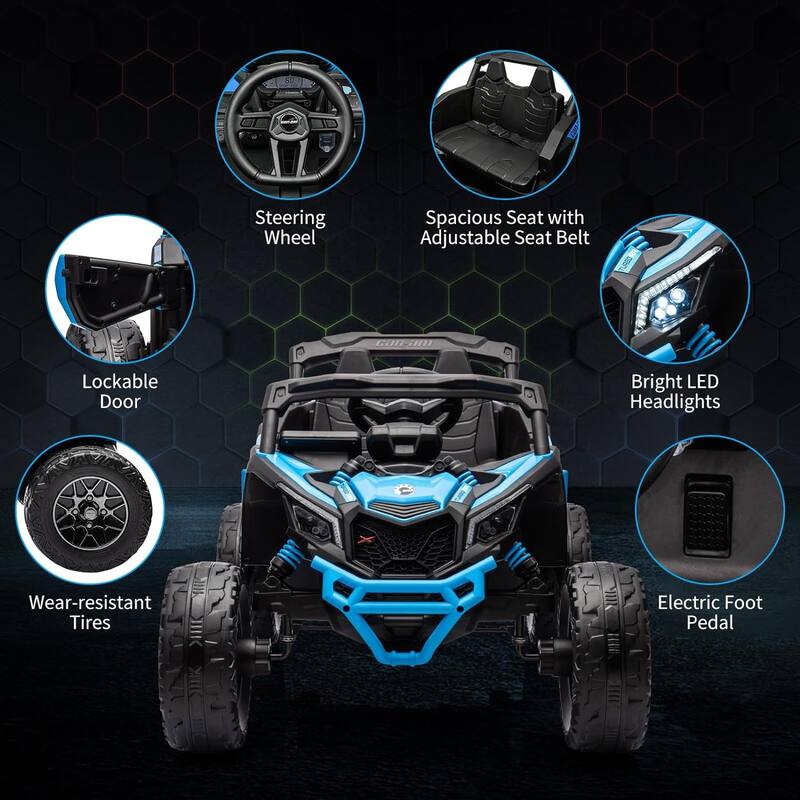 12V Ride on UTV Car, Licensed Can-Am Electric Off-Road Car, Ride on Truck Car for Kids