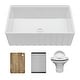 preview thumbnail 1 of 18, Karran 30" Single Bowl Workstation Fireclay Kitchen Sink with Reversible Fluted Apron Front White