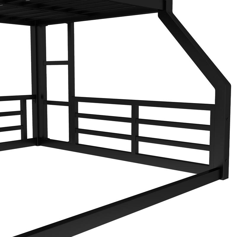 Roomfitters Twin over Twin over Full Metal Triple Bunk Bed with Safety Guardrails, Heavy-Duty Noise-Reduced Frame