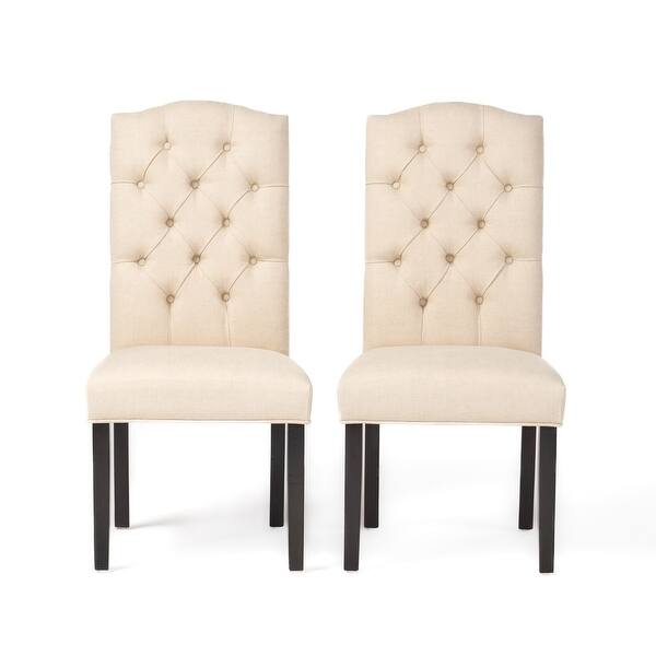 slide 2 of 9, Crown Fabric Off-white Dining Chairs (Set of 2) by Christopher Knight Home Set of 2 - Short