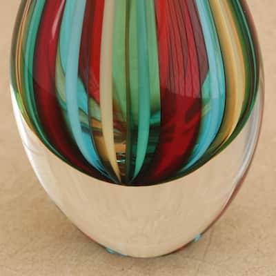 Novica Handmade Circus Art Glass Vase (9 Inch)