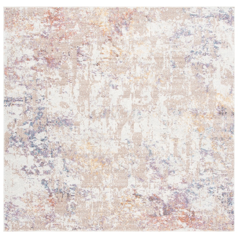 SAFAVIEH Crystal Nerea Modern Abstract Distressed Rug - 6'7" Square - Ivory/Beige - Square