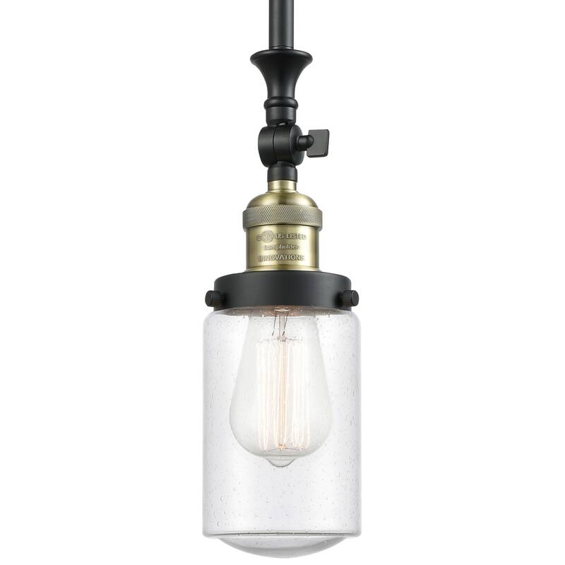 Innovations Lighting Dover 5" Wide Mini Rod Hung Adjustable Pendant - Black Antique Brass / Seedy
