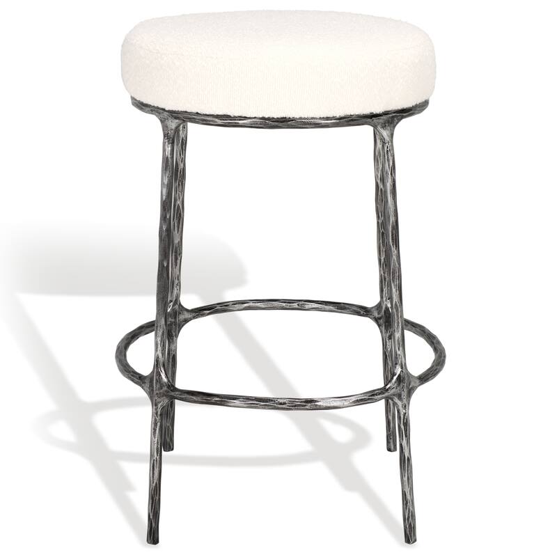 SAFAVIEH Couture Christella 26-inch Counter Stool (Fully Assembled) - 21.3 In. W x 21.3 In. D x 26 In. H - 21Wx21Dx26H - Ivory/Black