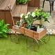preview thumbnail 15 of 30, Gymax Garden Plant Planter Wooden Wagon Planter W/ Wheel Garden Yard - 24.5'' x 13.5'' x 24''