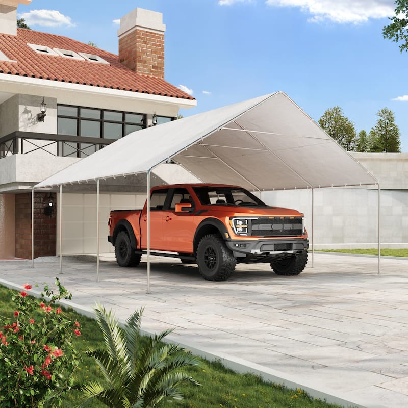 AVAWING Heavy Duty Carport, Waterproof & UV Resistant Outdoor Garage Shelter with Galvanized Steel Frame