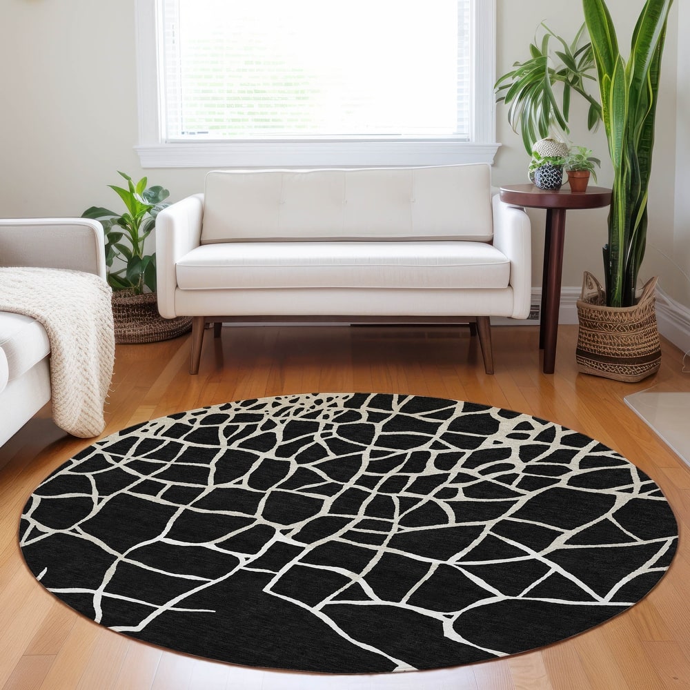 Machine Washable Indoor/ Outdoor Abstract Webby Chantille Rug