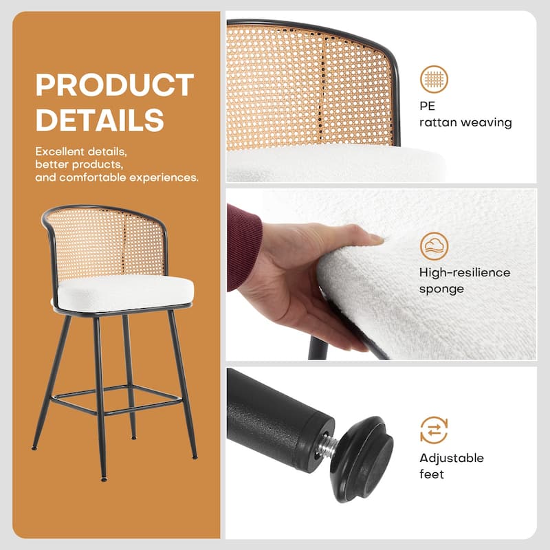 26"/29" Rattan Upholstered Bar Stool /Counter Stools Set of 2/3/4