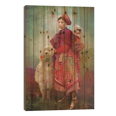 Quecho People Print On Wood by Catrin Welz-Stein - Multi-Color