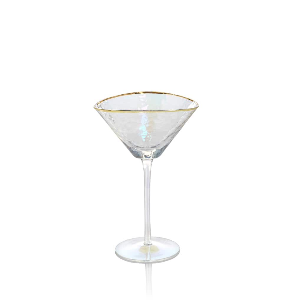 Kampari Triangular Martini Glasses with Gold Rim, Set of 4