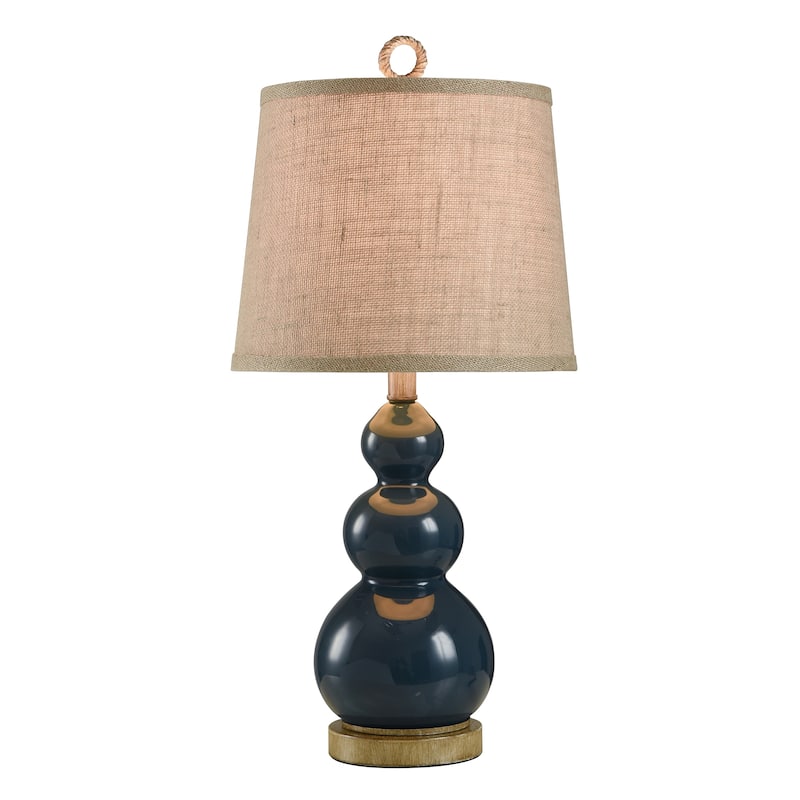 The Curated Nomad Nayla Nautical Blue Table Lamp with Burlap Shade