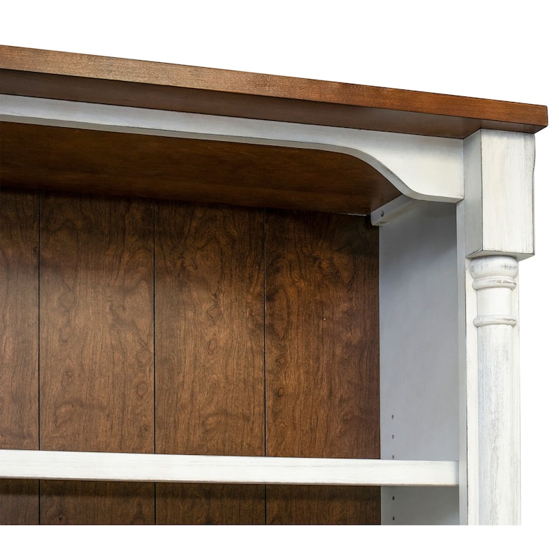 Rustic Wood Bookcase With Doors, Storage Cabinet, White - 42w x 78h x 16d
