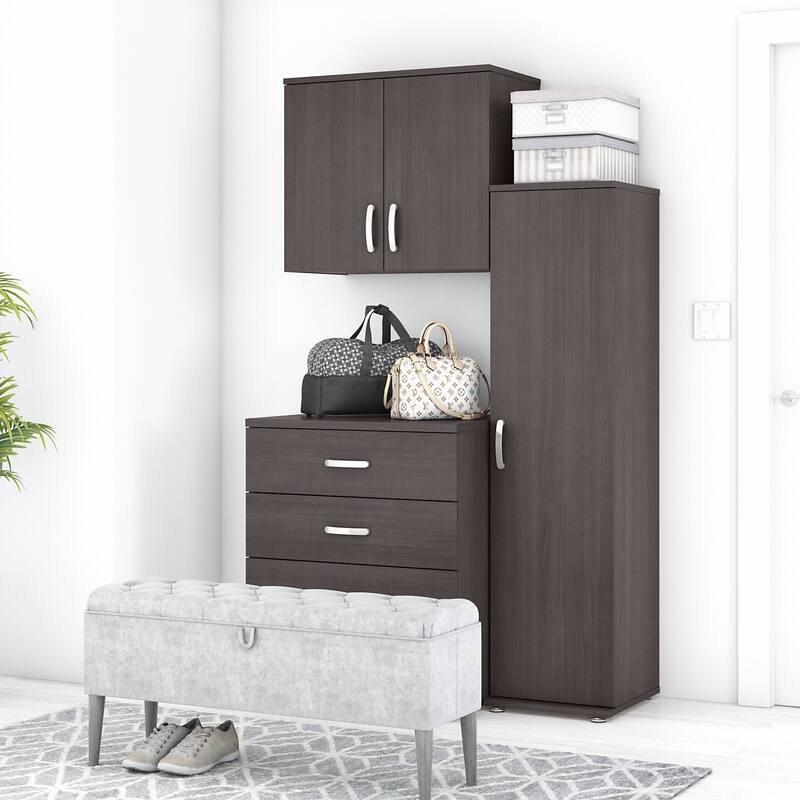 Universal 3 Piece Modular Closet Storage by Bush Business Furniture - Storm Gray