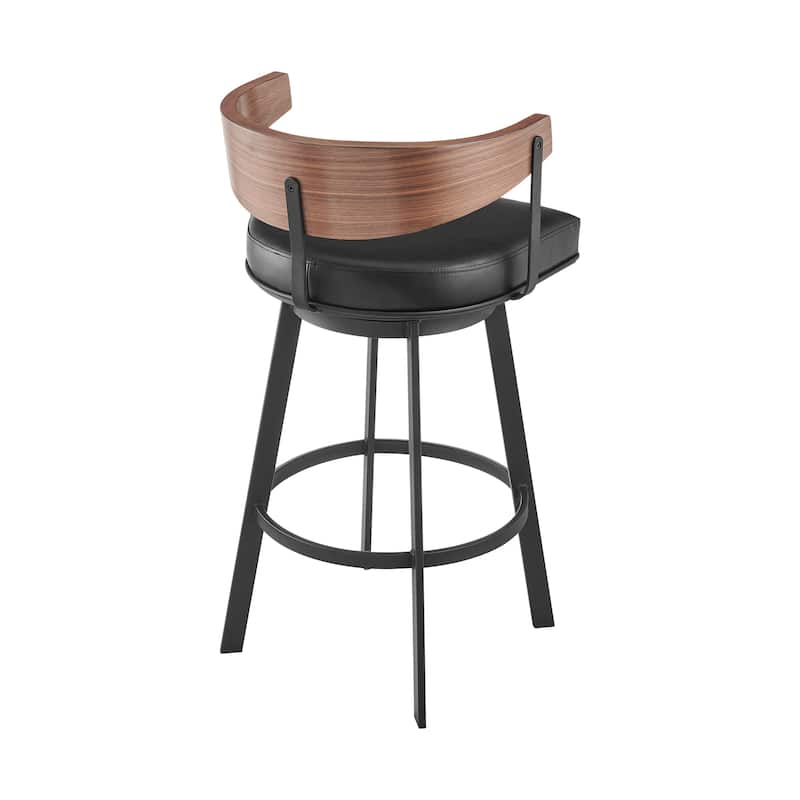 Lacey Mid-Century Swivel Bar Stool, Upholstered Counter Height Chair with Iron Frame