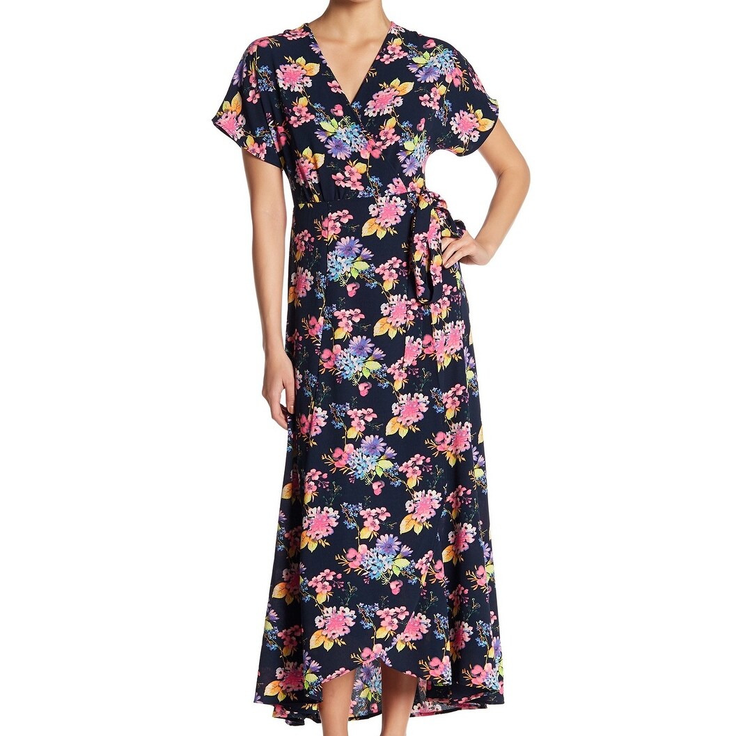 bobeau printed wrap maxi dress