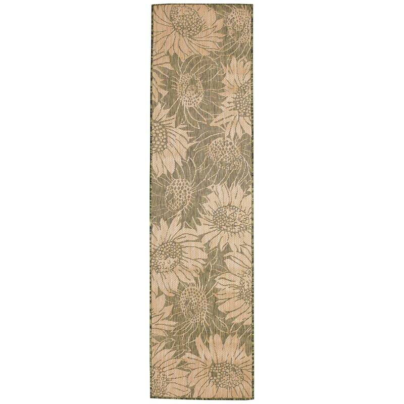 Liora Manne Carmel Sunflower Field Indoor/Outdoor Rug - 1'11" x 7'6" - Green