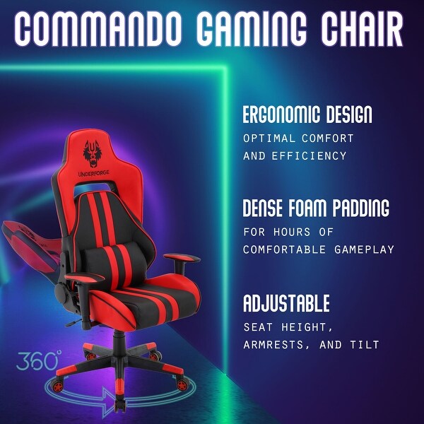 Hanover Commando Ergonomic Gaming Chair in Black and Red with