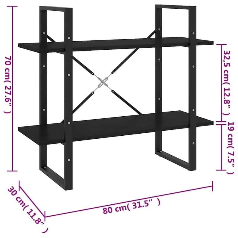 vidaXL 4-Tier Book Cabinet Black 31.5"x11.8"x55.1" Solid Pine Wood