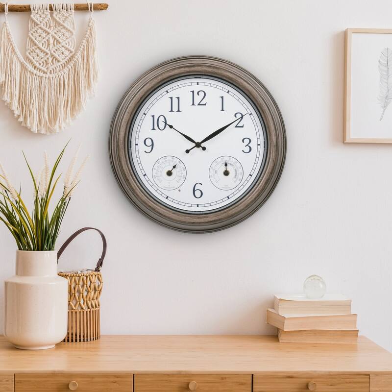 La Crosse 435-3239-INT 15.5" Outdoor Lighted Leaves Quartz Wall Clock