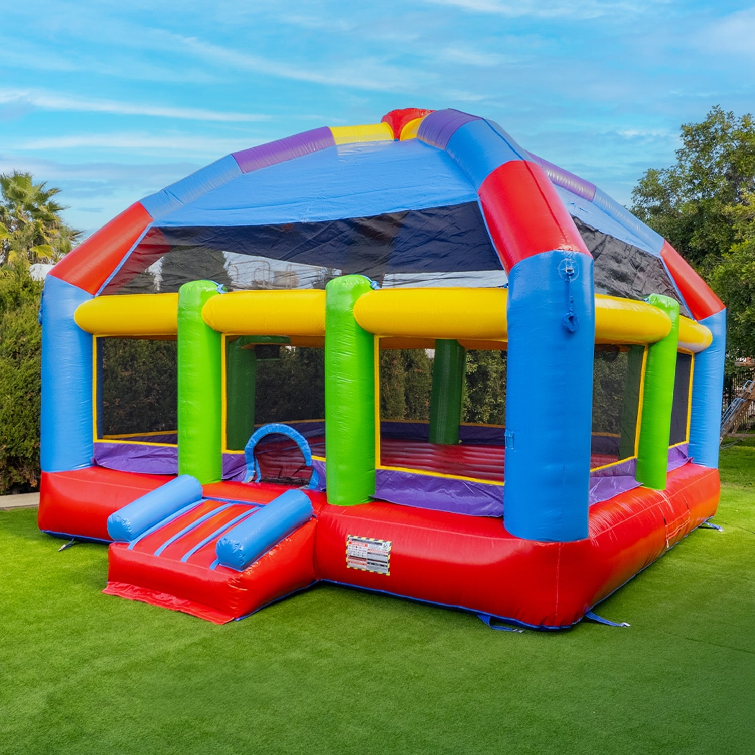 XJUMP 20 ft x 20 ft Grand Party Dome Bounce House, Commercial Grade Inflatable Castle with Basketball Hoop, Indoor Outdoor