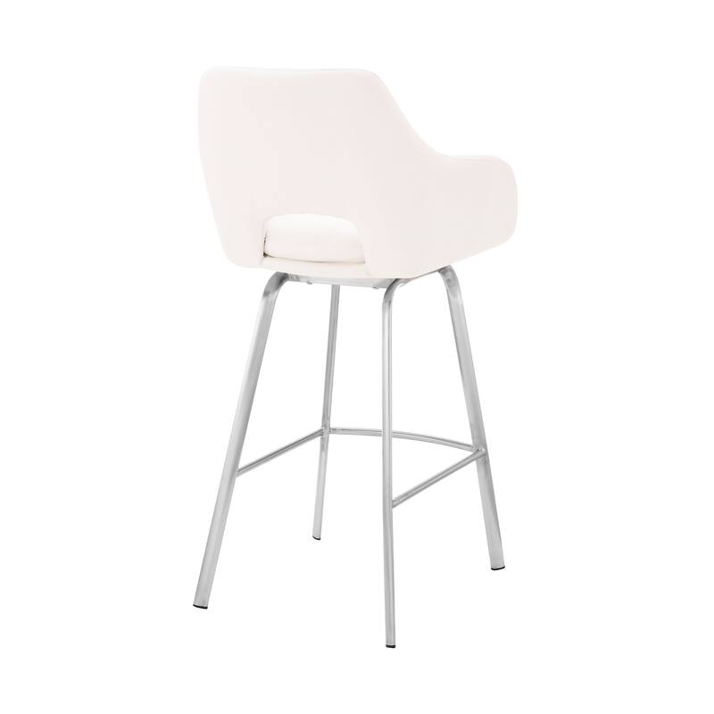 30 Inch Swivel Bar Height Stool with Arms and Low Back Fabric Seat Iron Legs for Kitchen Island - 41”H x 22”W x 23”D