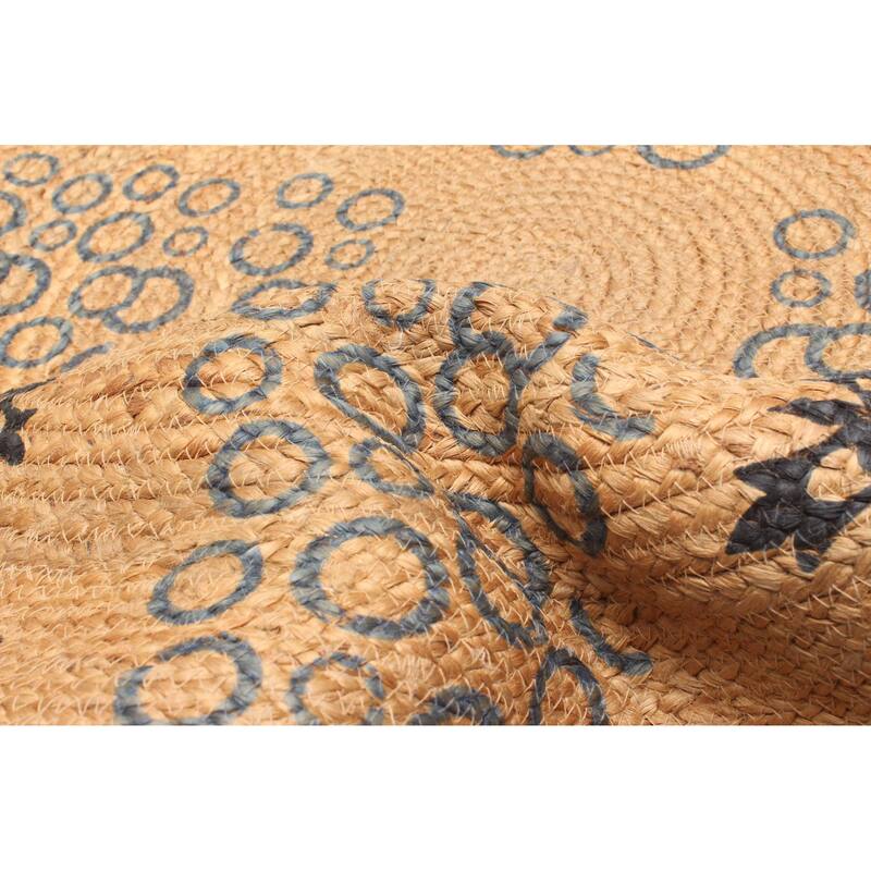 ECARPETGALLERY Braided Weave Palas Denizli Tan Jute Rug - 3'0 x 3'0