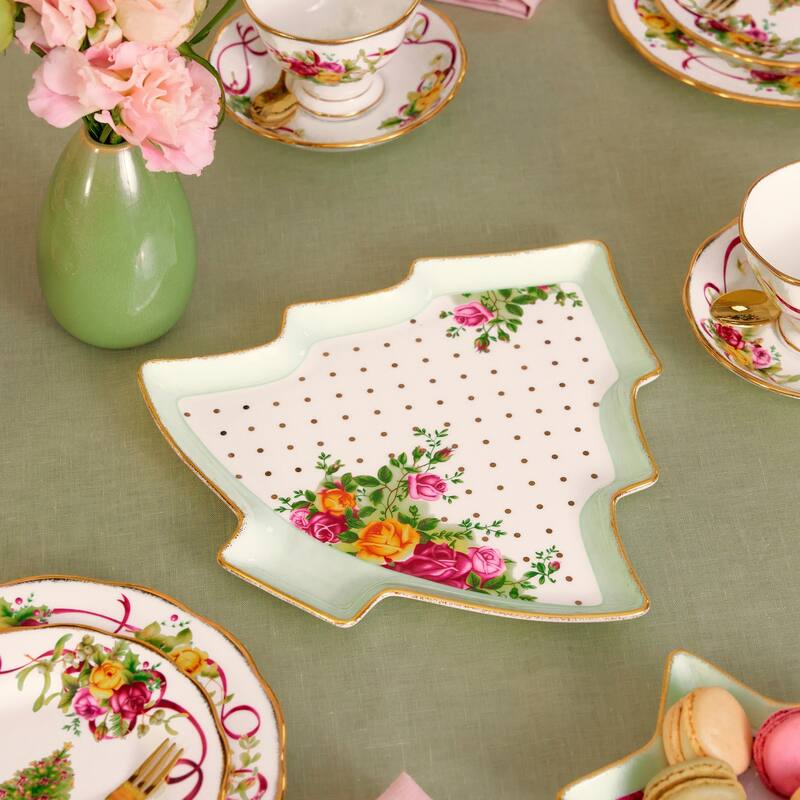 Royal Albert Old Country Roses Christmas Tree Serving Dish