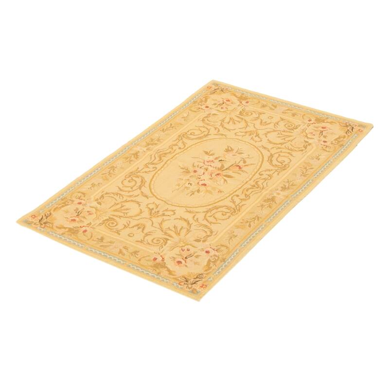 ECARPETGALLERY Flat-Weave Dynasty Khaki Cotton Tapestry Kilim - 2'11 x 4'11