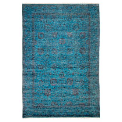 ECARPETGALLERY Hand-knotted Heritage Blue Silk, Wool Rug - 6' 1" x 9'