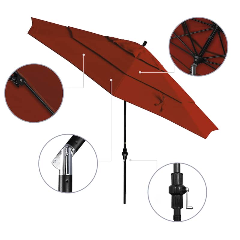 North Bend 11-foot Crank Open Auto-tilt Black Umbrella by Havenside Home