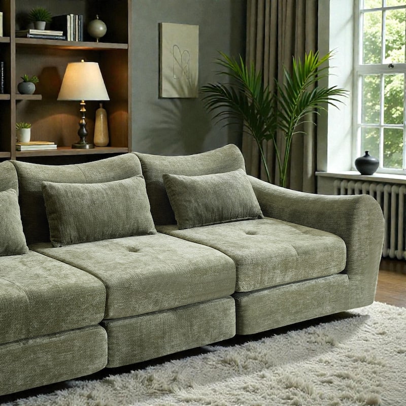 Modular Cloud Sofa, Convertible Folding Sofa Bed, 3-Seat Cushioned Sectional Couch for Living Room Bedroom