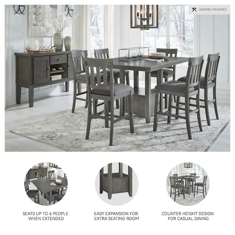 Hallanden Rustic Gray Rectangular Dining Room Counter Height Extension Table - 43"W x 60"D x 36"H