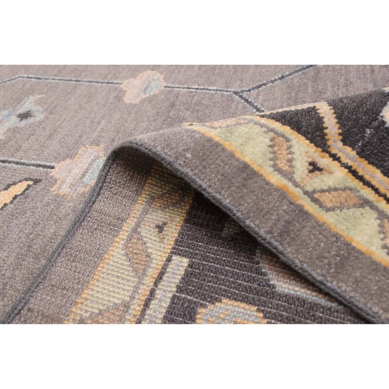 ECARPETGALLERY Hand-knotted Modern Oushak Dark Grey Wool Rug - 9'0 x 12'0