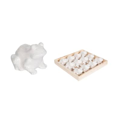Transpac Mini Ceramic Frogs in Wood Box S/12 Home Decorations Spring