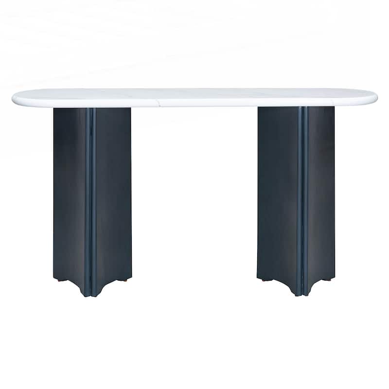 Entryway Table with Oval Faux Marble Top