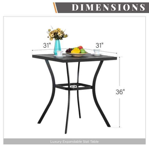 dimension image slide 1 of 2, MAISON ARTS 3/5-Piece Patio High Bar Stool Set Rattan Chair Back Cushioned High Bar stool & Steel High Table